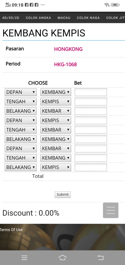 Hadiah Betting Kembang Kempis Togel Online